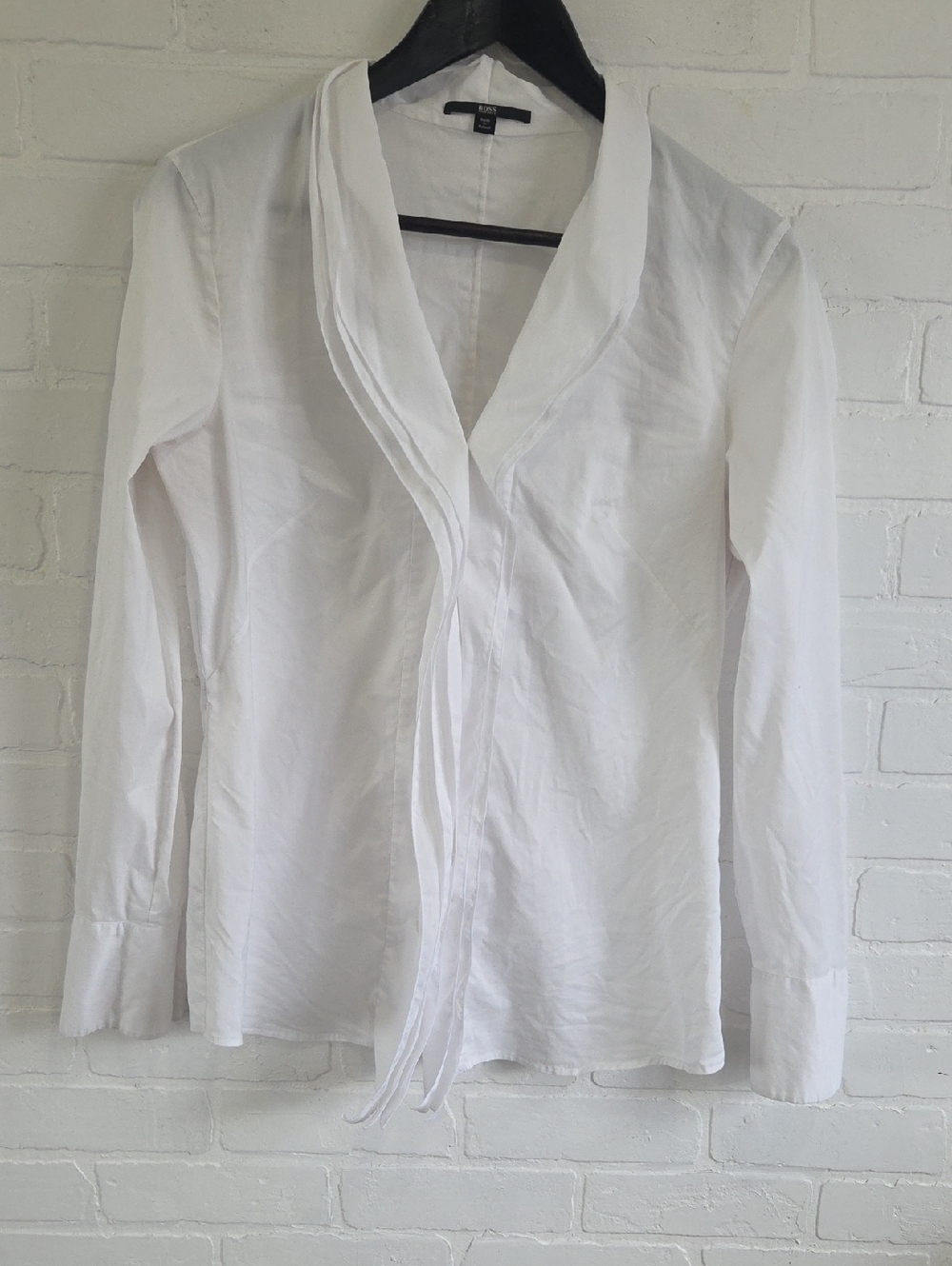 Hugo Boss White Collar Top with Black Brand Tag